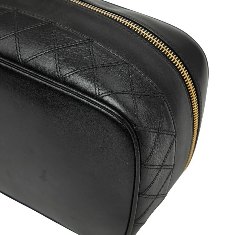 CHANEL Black Lambskin Leather Vanity Bag